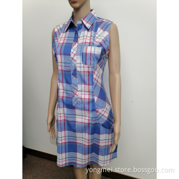 Ladies T/C y/d spandex sleeveless dress